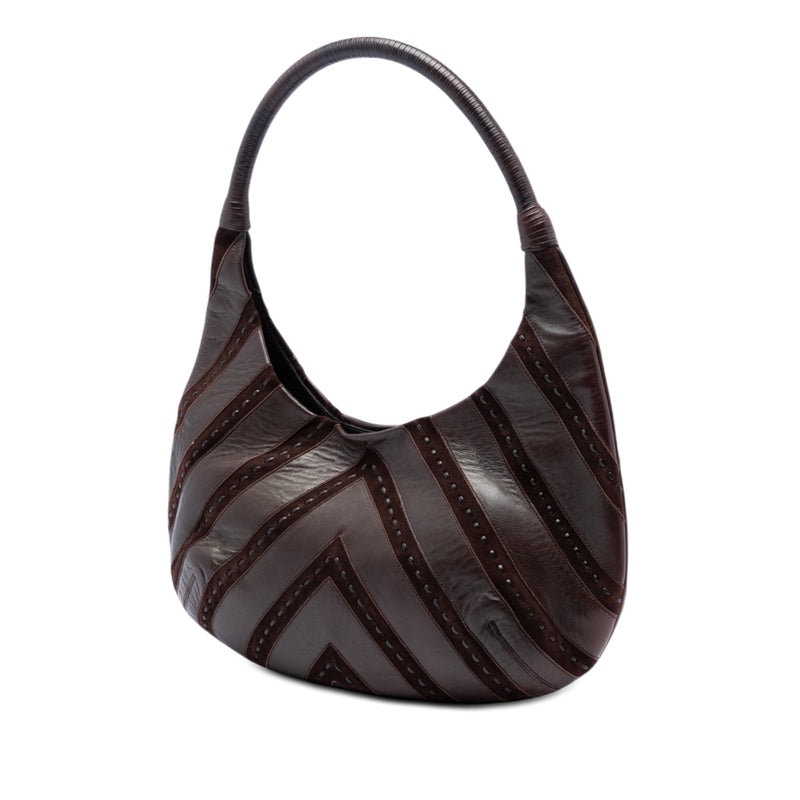 Chevron Calfskin and Studded Suede Hobo - Image 2