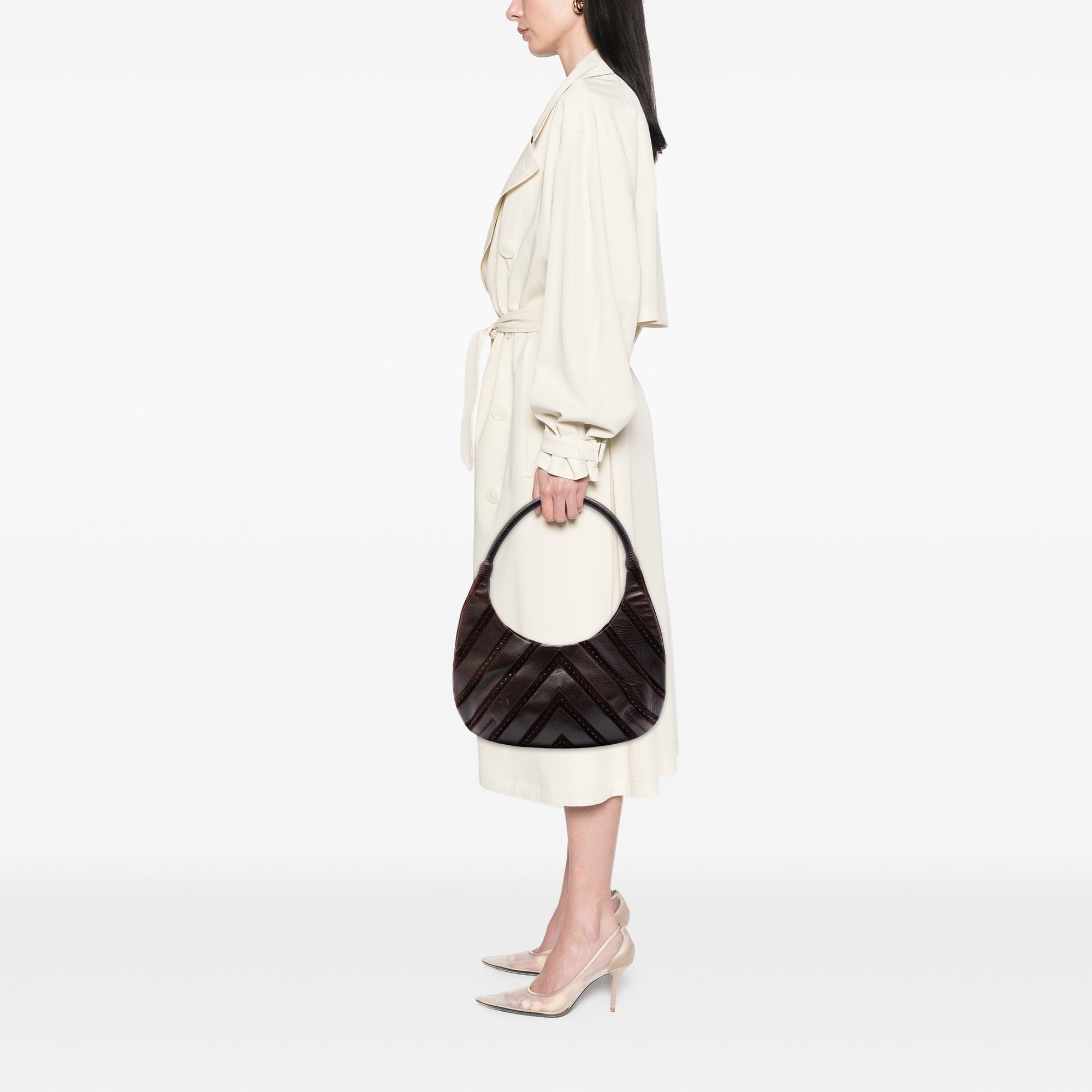 Chevron Calfskin and Studded Suede Hobo - Image 6