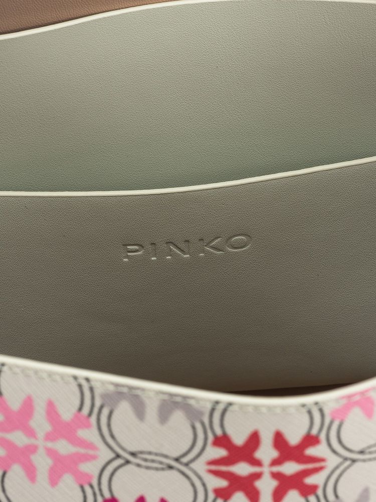 Pinko Geometric-Patterned Shopper Bag — White Polyethylene