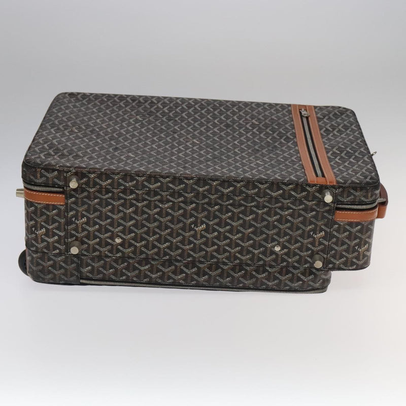 Goyard Bourget Trolley Rolling Luggage Coated Canvas Brown Pvc Bag