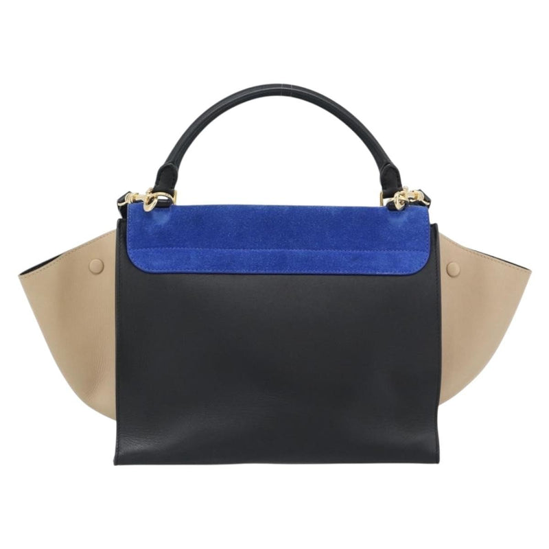 Celine Trapeze Leather With Suede Blue Bag