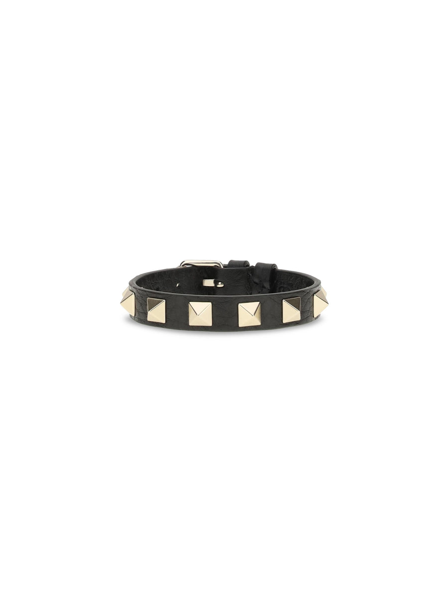 Valentino Garavani Rockstud Bracelet — Black Calf Leather Bos Taurus Bracelets