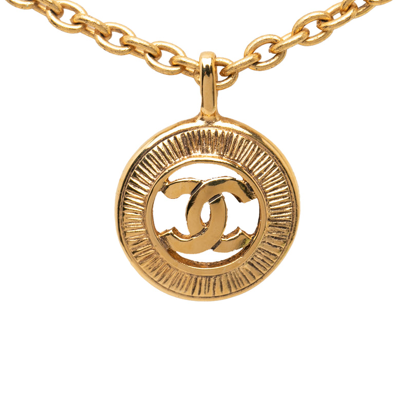 CC Gold Plated Sunburst Medallion Pendant Necklace - Image 2