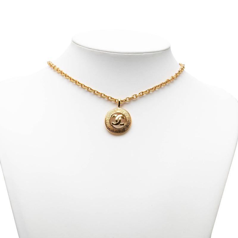 CC Gold Plated Sunburst Medallion Pendant Necklace - Image 8