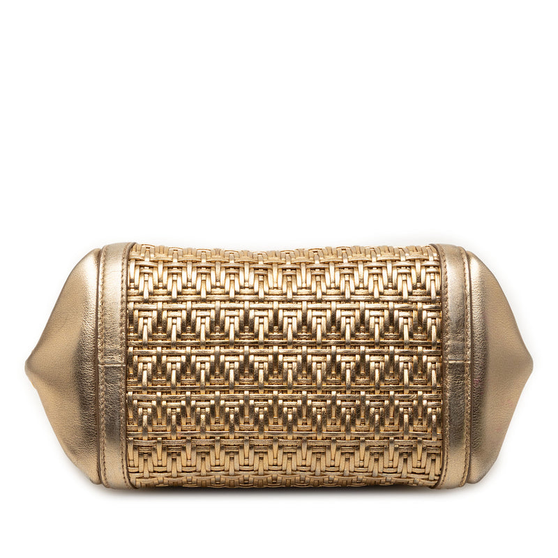 Mini Metallic Woven Leather Gancini Sofia Satchel - Image 3