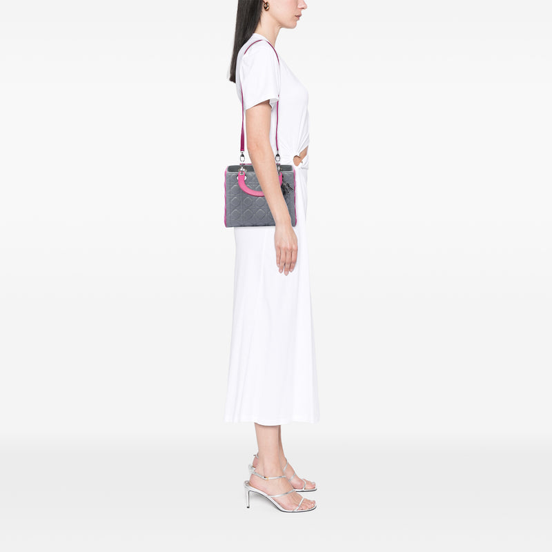 Medium Bicolor Lambskin Cannage Lady Dior - Image 6