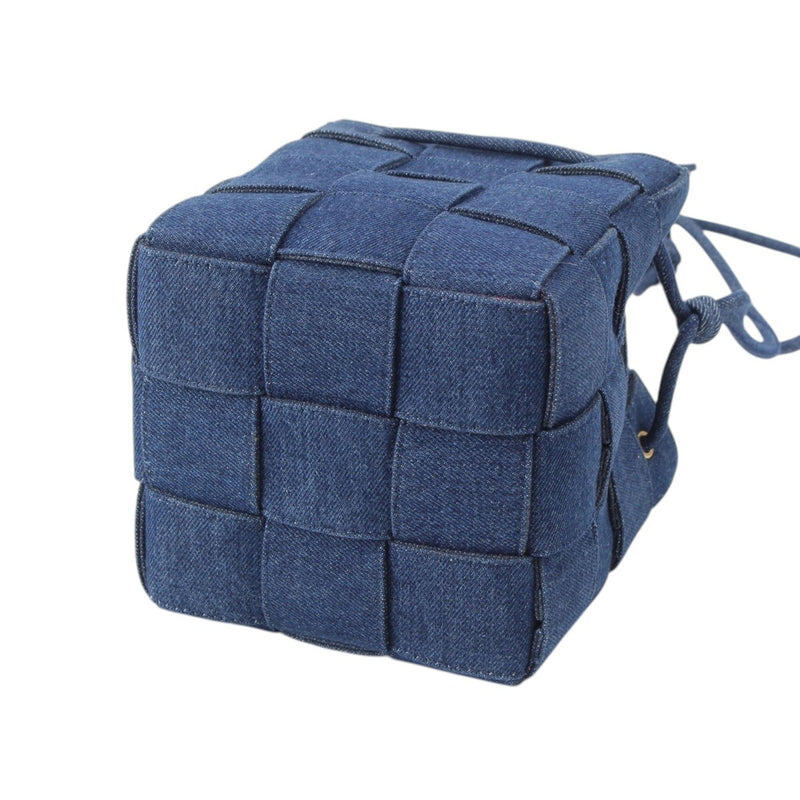 Small Denim Maxi Intrecciato Cassette Bucket Bag - Image 3
