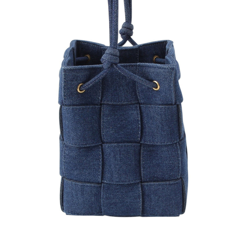 Small Denim Maxi Intrecciato Cassette Bucket Bag - Image 7