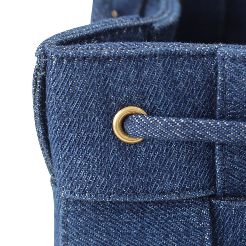 Small Denim Maxi Intrecciato Cassette Bucket Bag - Image 8