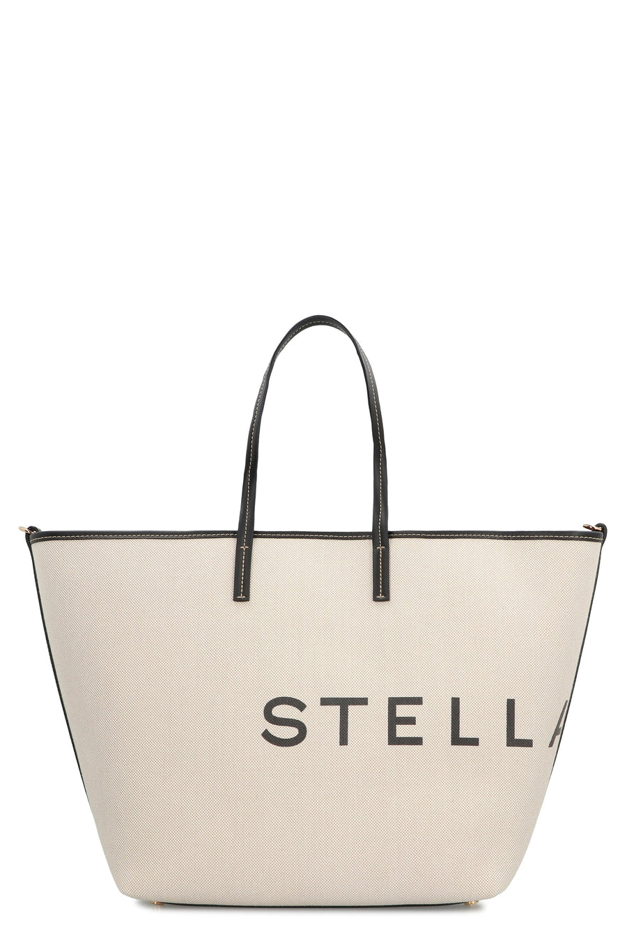 Stella Mccartney Logo-Embroidered Canvas Tote Bag — Beige Cotton