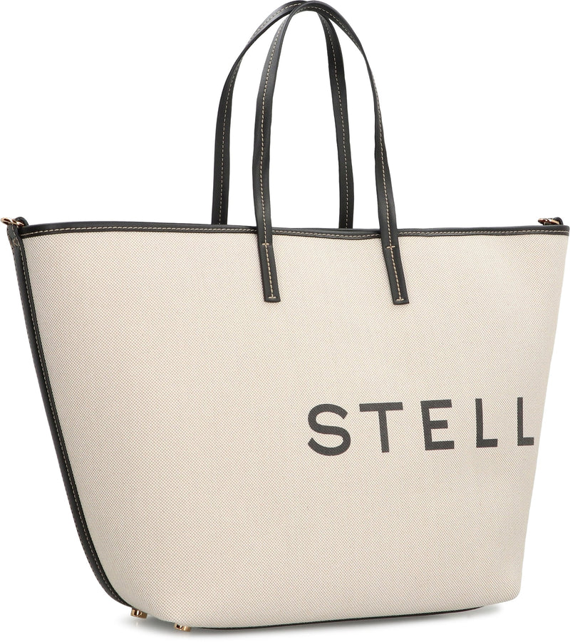 Stella Mccartney Logo-Embroidered Canvas Tote Bag — Beige Cotton