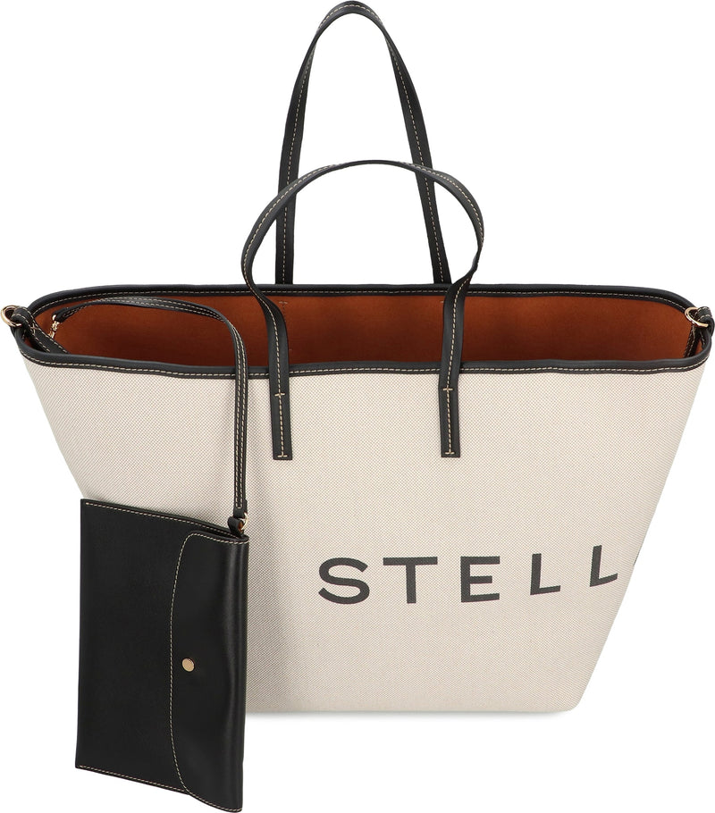 Stella Mccartney Logo-Embroidered Canvas Tote Bag — Beige Cotton