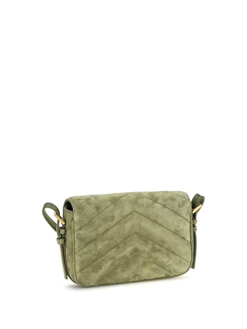 Saint Laurent Loulou Shoulder Bag — Green Suede