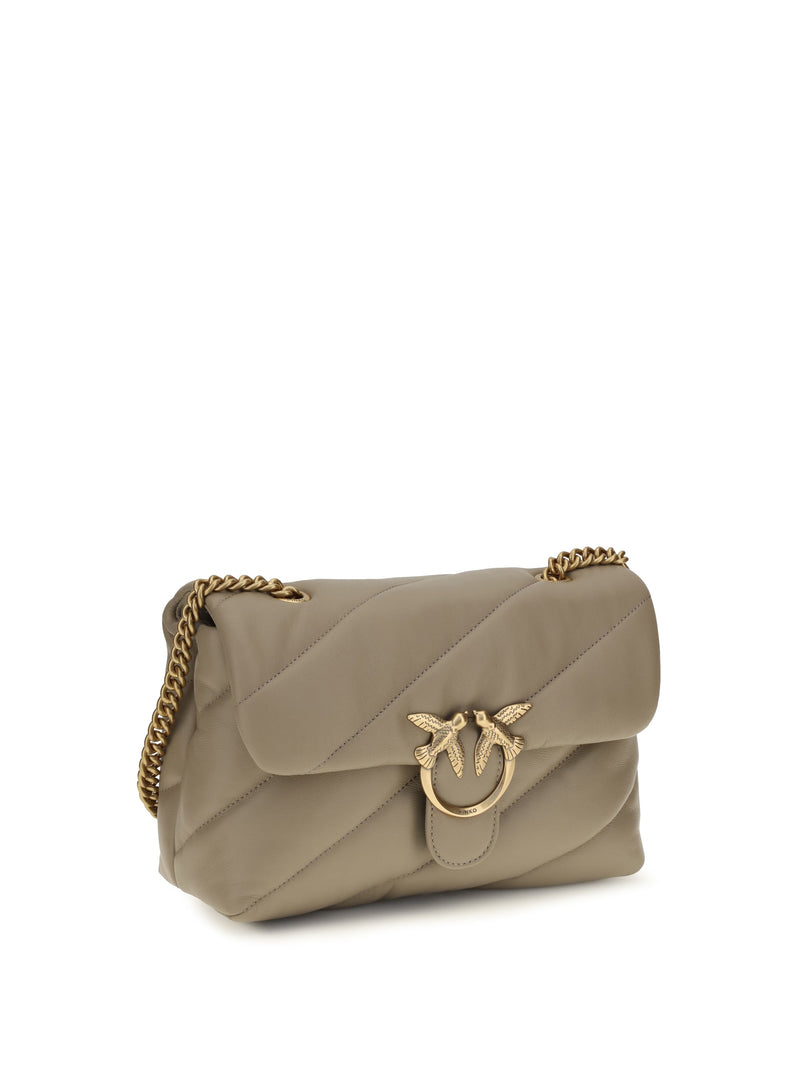 Pinko Love Shoulder Bag — Beige Calf Leather