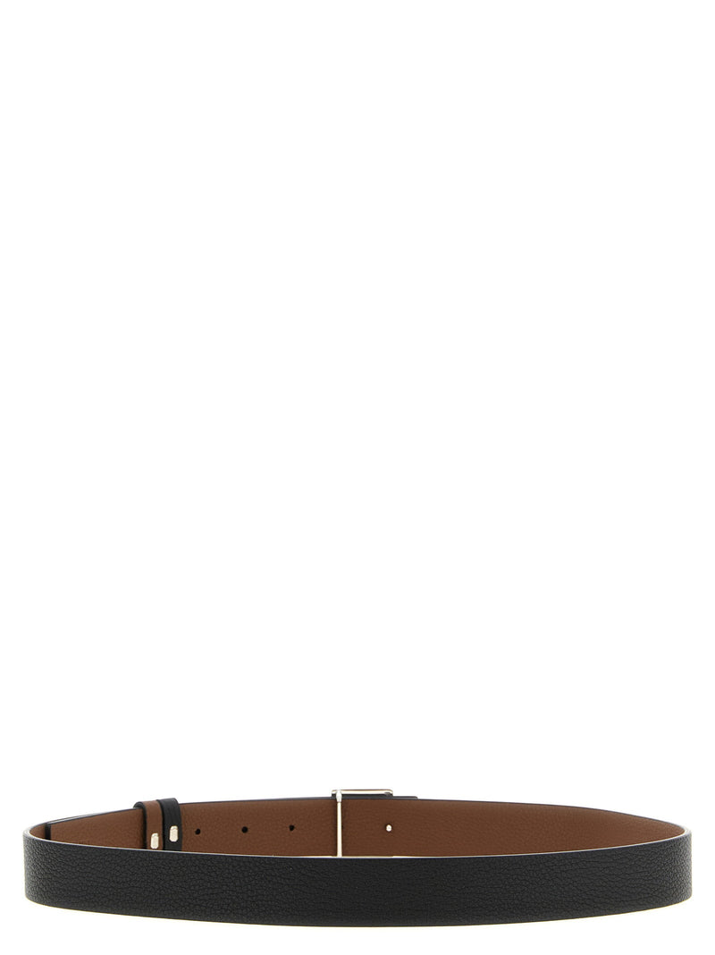 Fendi Ff Logo Reversible Belt — Black Full-grain Calf Leather