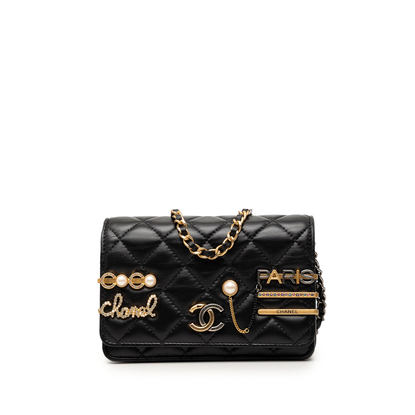 Mini CC Quilted Lambskin Coco Clips Wallet on Chain - Image 1