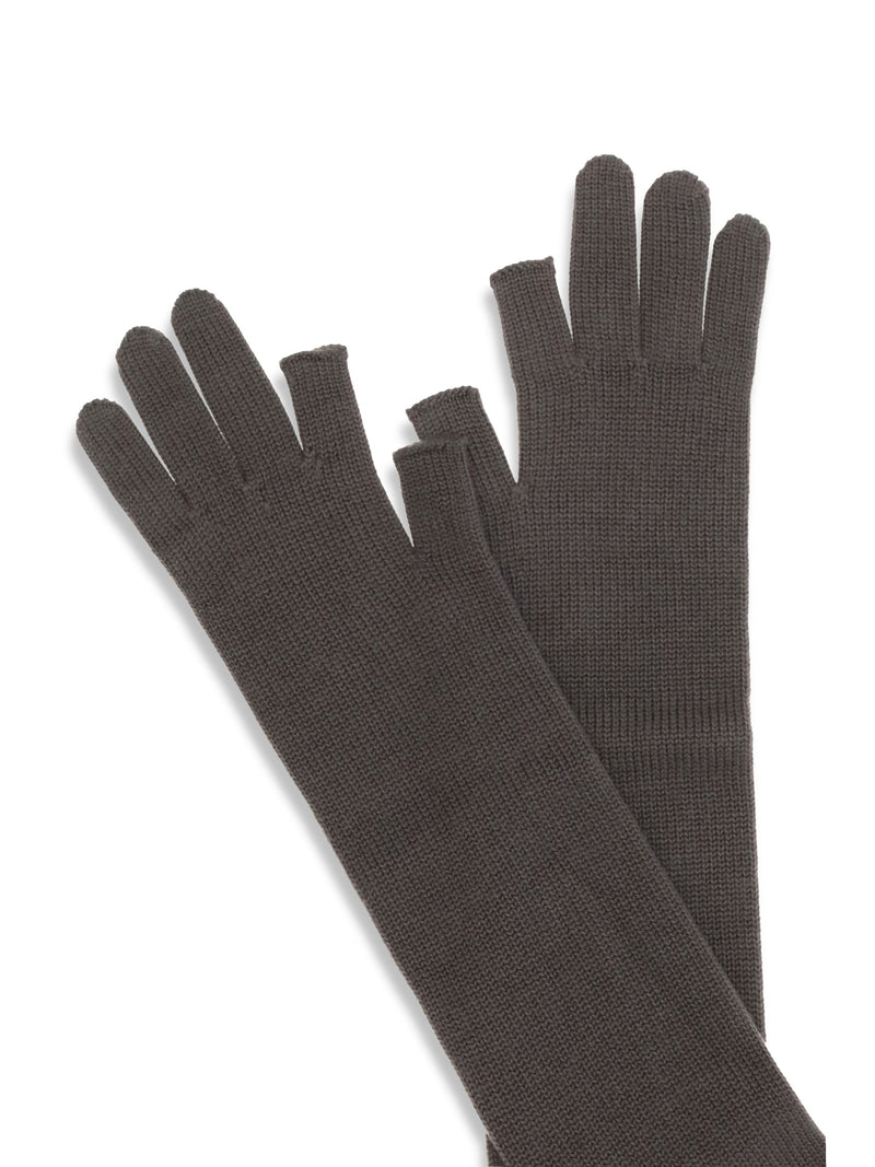 Rick Owens Knit Wool-Blend Gloves — Dark Grey