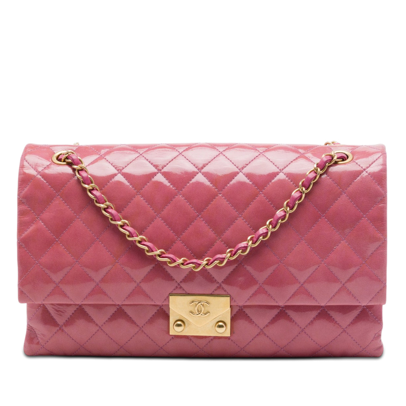 Quilted Crinkled Patent Pagoda Accordion Flap - Image 1
