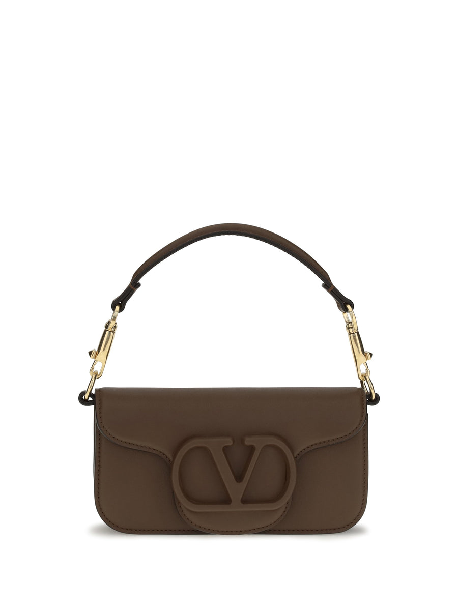 Valentino Garavani Locò Shoulder Bag — Brown Calf Leather Bos Taurus