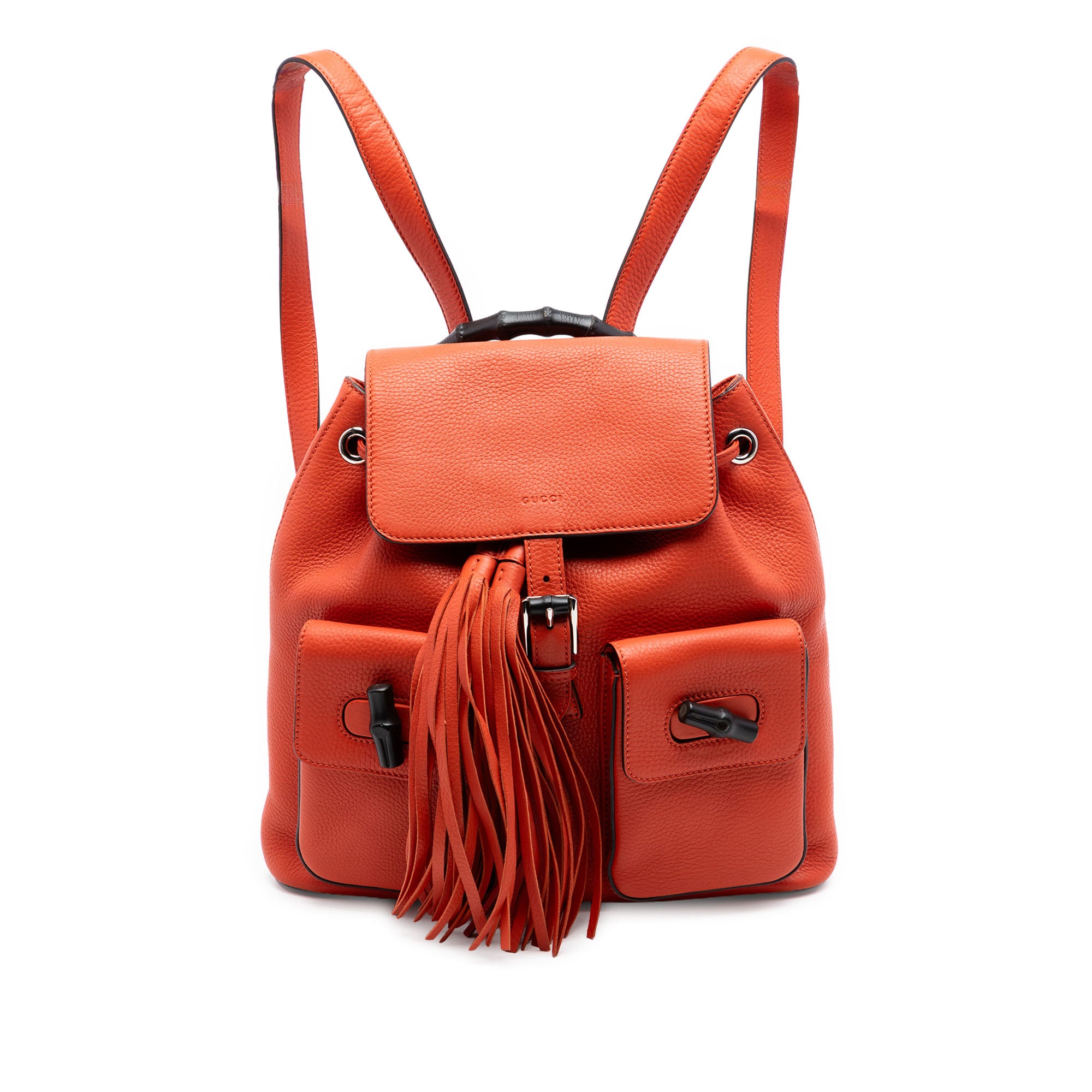 Grained Calfskin Bamboo Tassel Backpack - Image 1