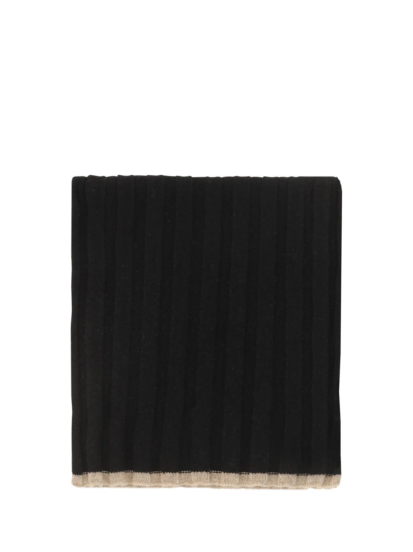 Brunello Cucinelli Ribbed Cashmere Scarf — Black Kashmir/capra Hircus Scarfs