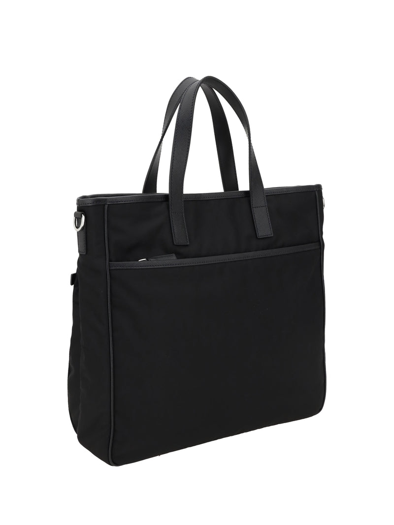 Prada Logo-Plaque Re-Nylon Tote Bag — Black