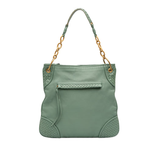 Intrecciato Trimmed Leather Shoulder Bag - Image 1