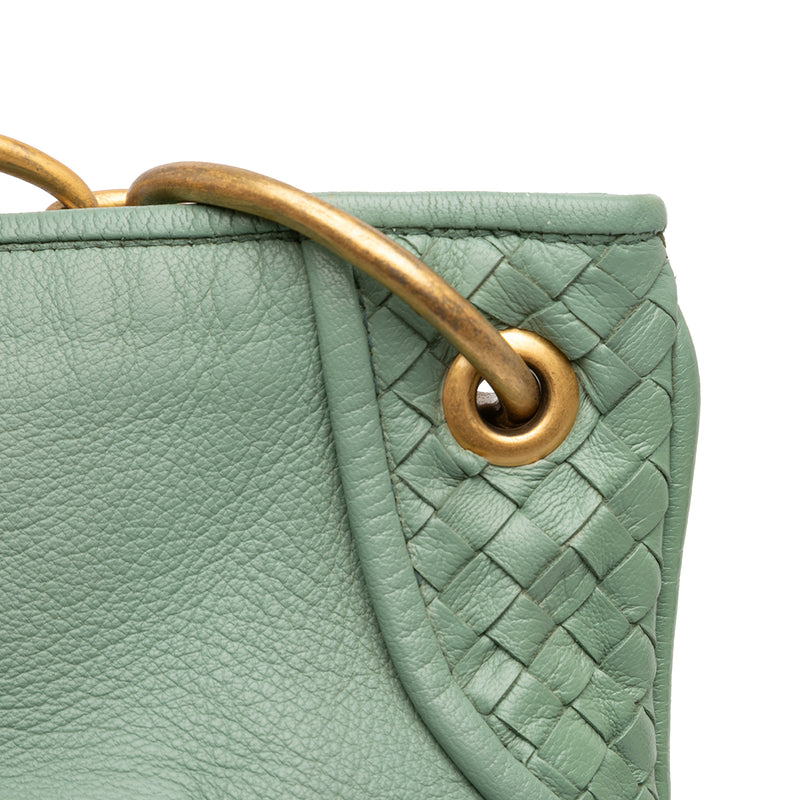 Intrecciato Trimmed Leather Shoulder Bag - Image 11