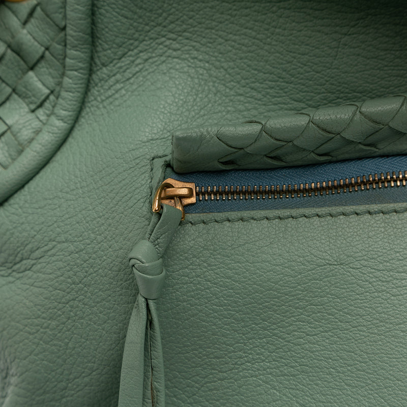 Intrecciato Trimmed Leather Shoulder Bag - Image 9