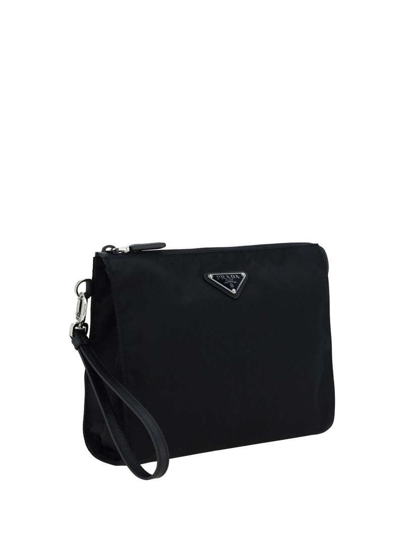 Prada Logo Nylon Pouch — Black Polyamide Wallet