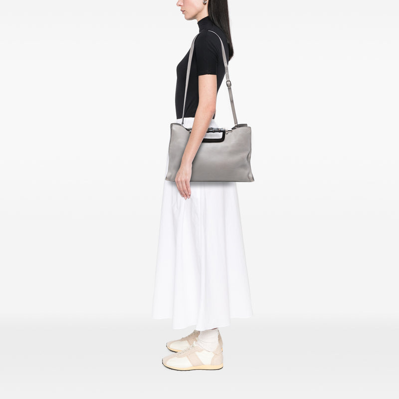 Medium Calfskin Bamboo Daily Shopper Satchel - Image 6