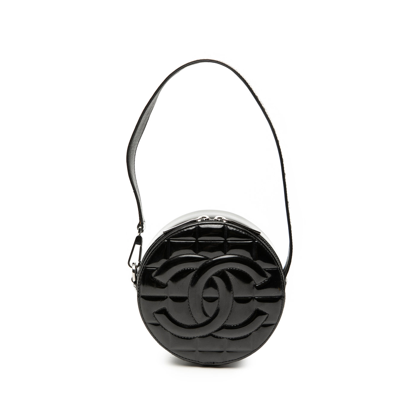 CC Choco Bar Patent Round Shoulder Bag - Image 1