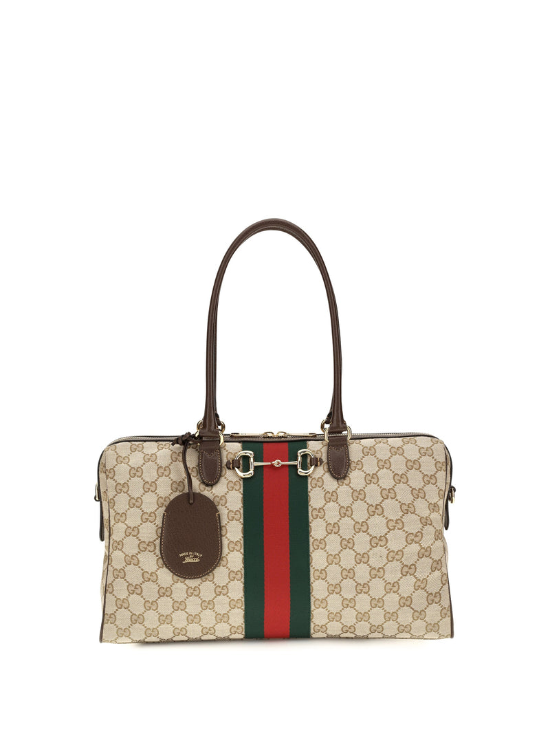 Gucci Gg Top Handle Bag — Beige Fabric