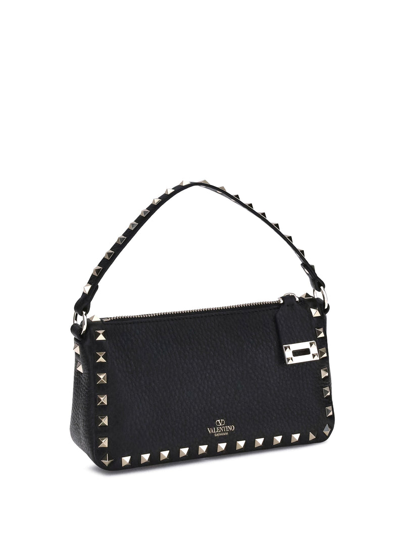 Valentino Garavani Rockstud Shoulder Bag — Black Calf Leather