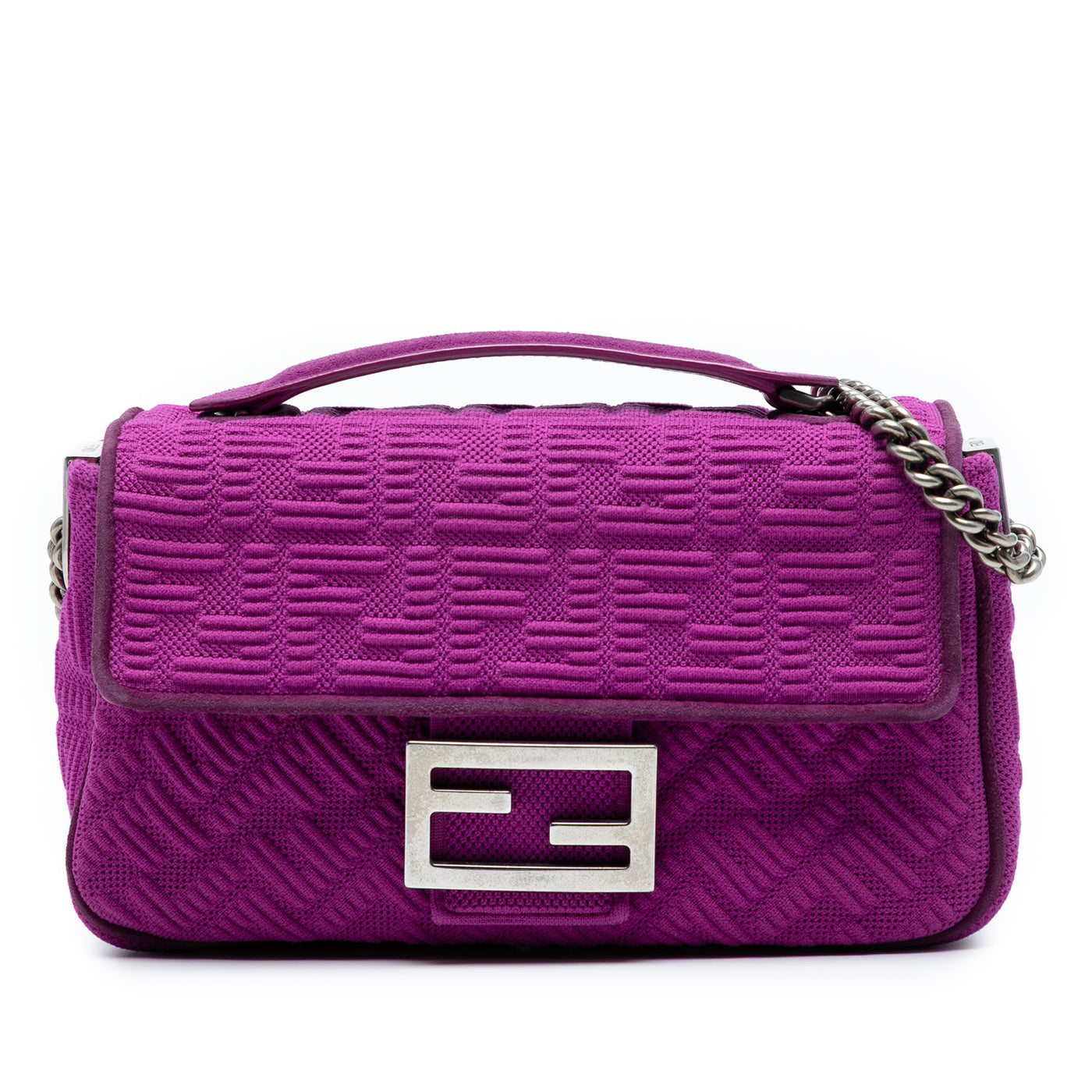Zucca Embossed Technical Fabric Chain Midi Baguette - Image 1