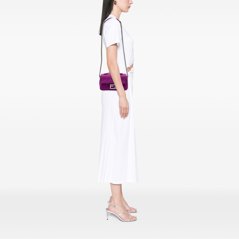 Zucca Embossed Technical Fabric Chain Midi Baguette - Image 7