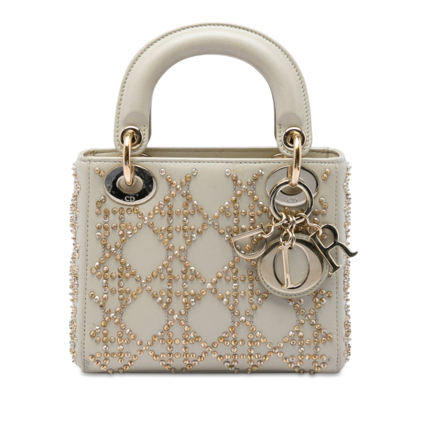 Mini Beaded Metallic Lambskin Cannage Lady Dior - Image 1