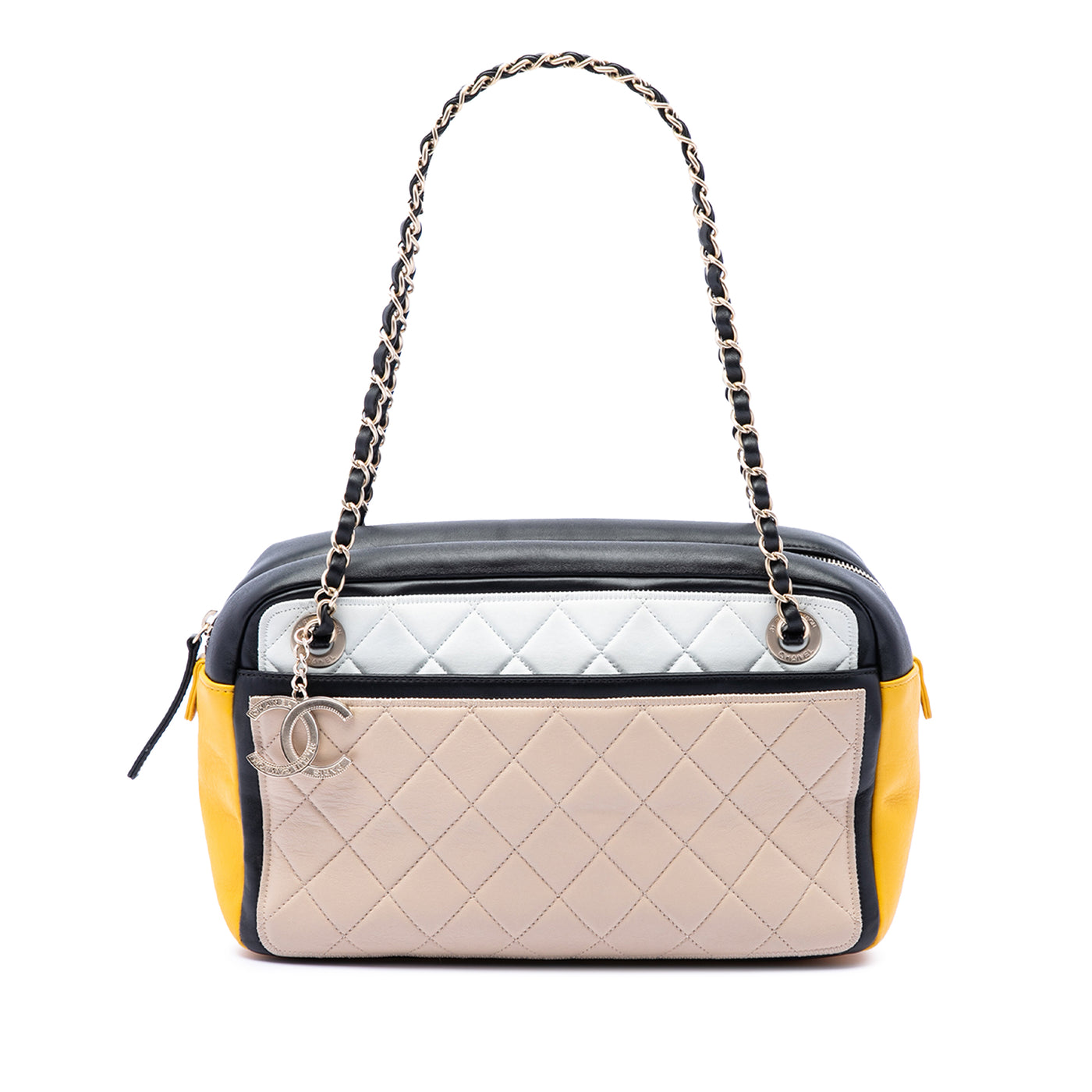 Tricolor Quilted Lambskin Graphic Camera Case Bag - Image 1