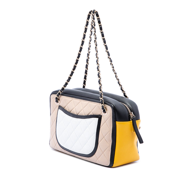 Tricolor Quilted Lambskin Graphic Camera Case Bag - Image 2