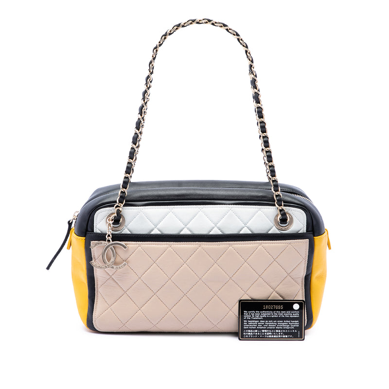 Tricolor Quilted Lambskin Graphic Camera Case Bag - Image 7