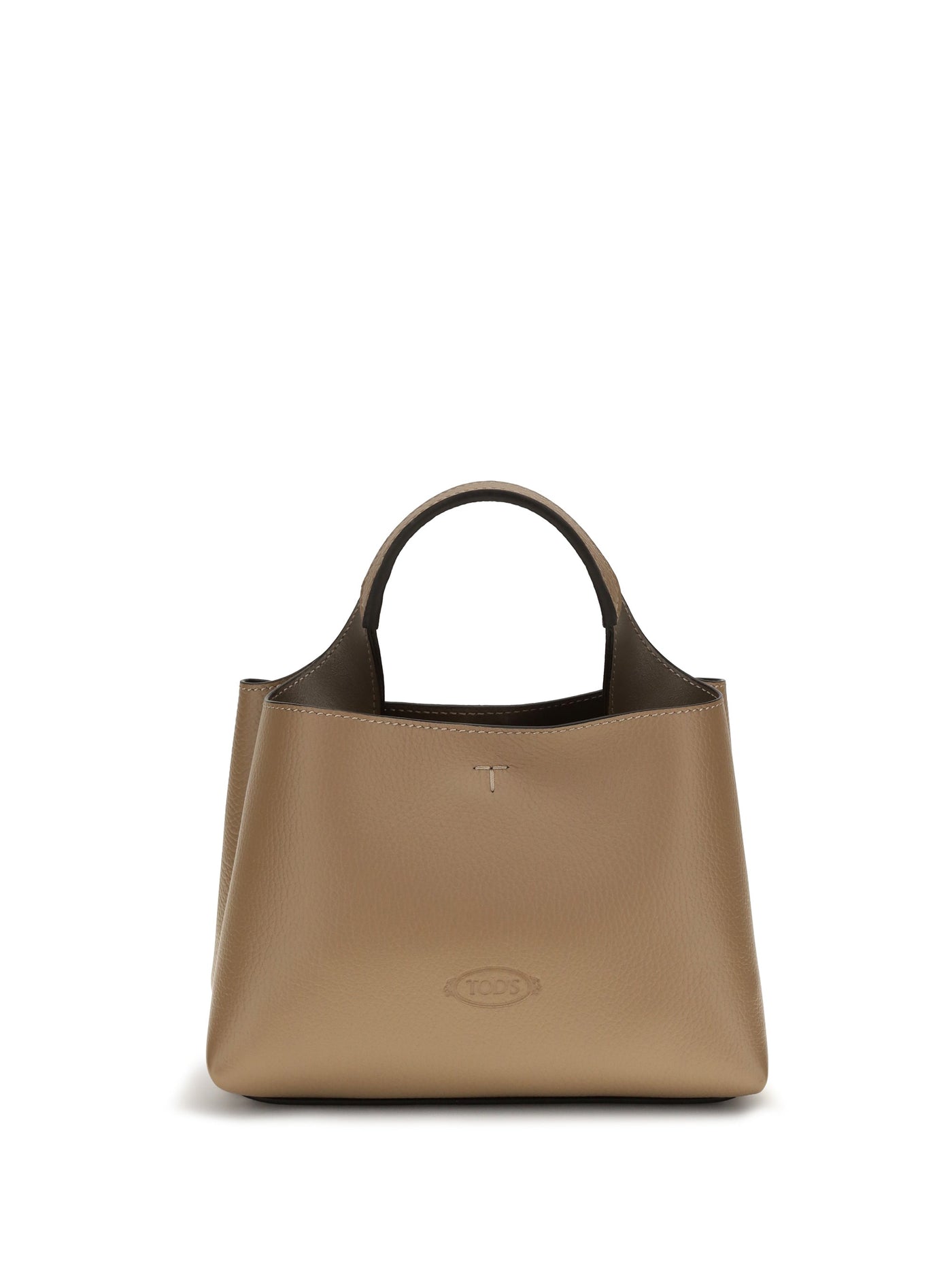 Tods Top Handle Bag — Beige Calf Leather Bos Taurus
