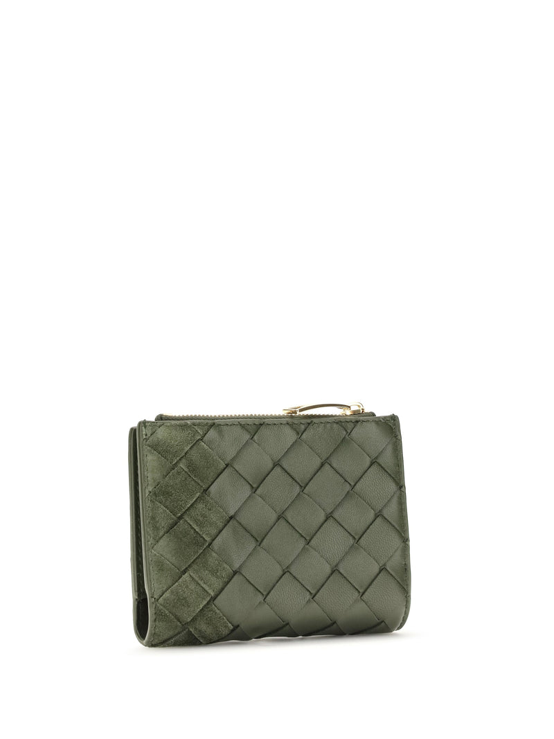 Bottega Veneta Intrecciato Quilted Wallet — Green Calf Leather & Purses
