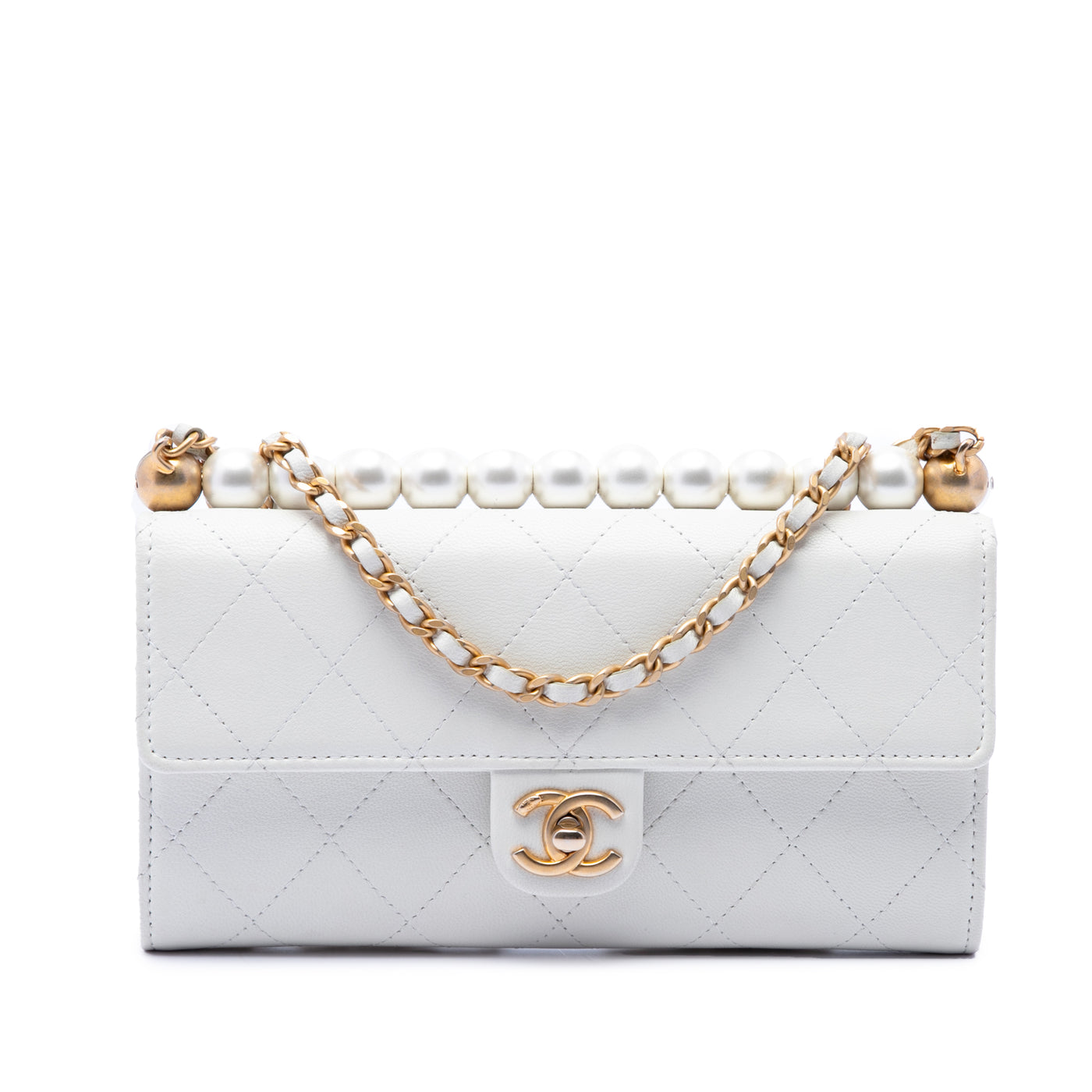 CC Quilted Goatskin Chic Pearls Wallet on Chain - Image 1