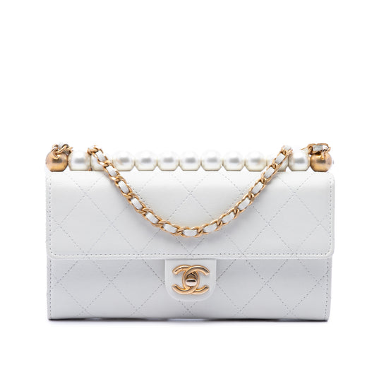CC Quilted Goatskin Chic Pearls Wallet on Chain - Image 1