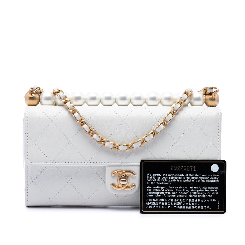 CC Quilted Goatskin Chic Pearls Wallet on Chain - Image 7