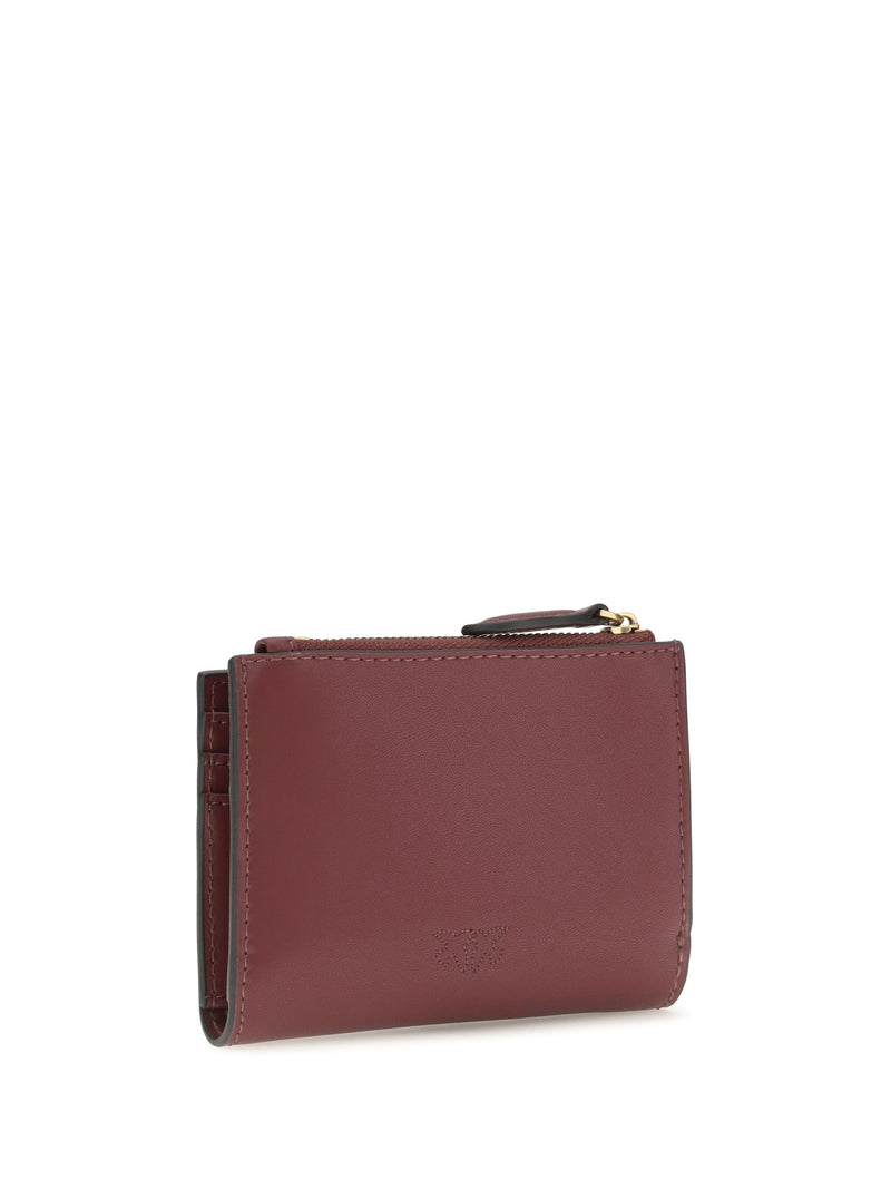 Pinko Calf Leather With Love Birds Emblem Wallet — Red & Purses