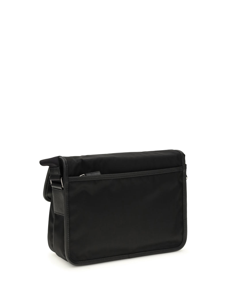 Prada Re-Nylon And Saffiano Shoulder Bag — Black