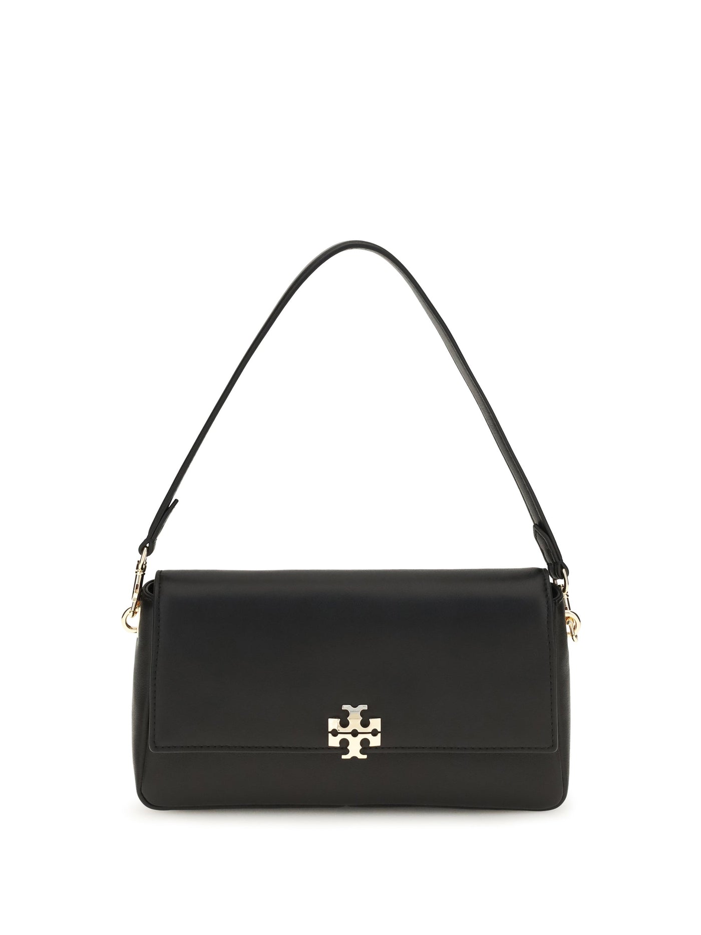 Tory Burch Charlie Shoulder Bag — Black Calf Leather Bos Taurus
