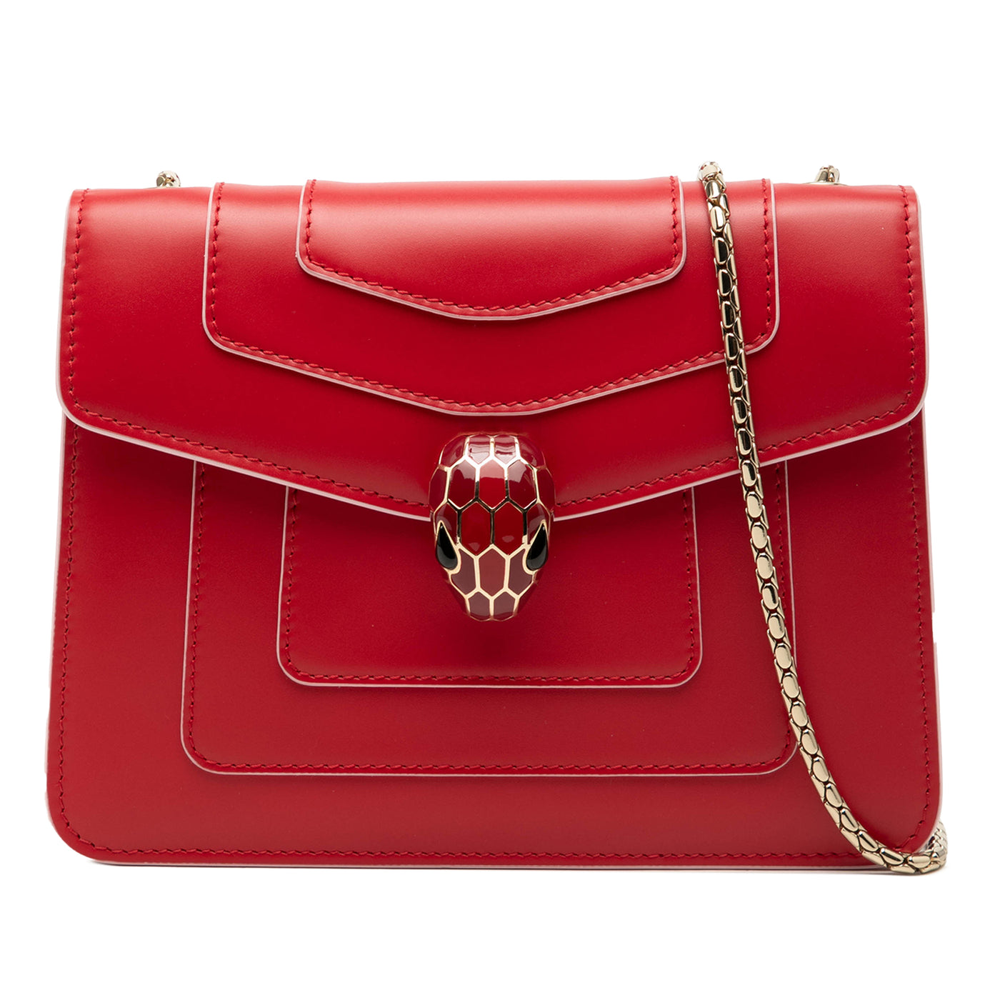 Small Leather Square Serpenti Forever Chain Crossbody - Image 1