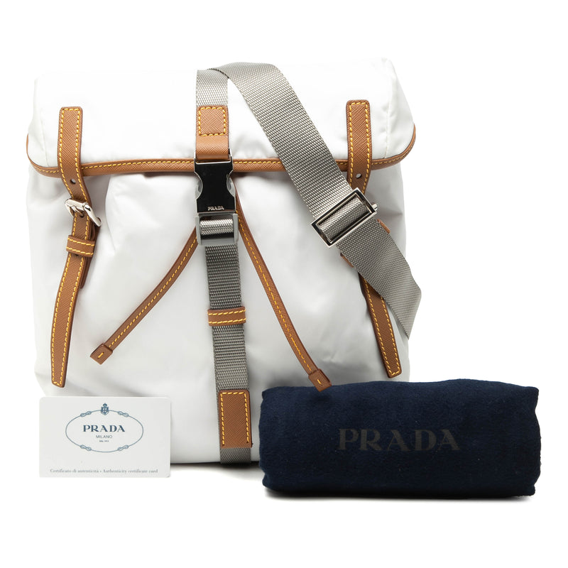 Saffiano Trimmed Tessuto Triple Buckle Messenger Bag - Image 7